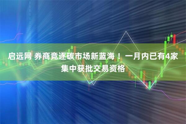 启远网 券商竞逐碳市场新蓝海 ！一月内已有4家集中获批交易资格