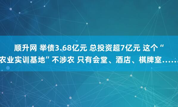 顺升网 举债3.68亿元 总投资超7亿元 这个“农业实训基地”不涉农 只有会堂、酒店、棋牌室……