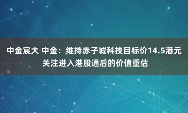 中金宸大 中金：维持赤子城科技目标价14.5港元 关注进入港股通后的价值重估